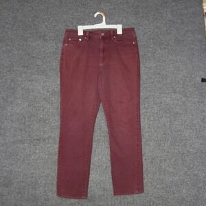 Lauren Ralph Lauren Womens Jeans 6 Burgundy Straight Leg Crop Casual Designer